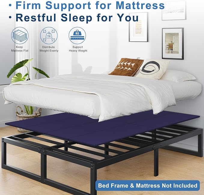 Lutown-Teen Bunkie Board Twin XL Under Mattress High-Density Polymer Bunkie Board Twin XL Size Anti-Sag, Breathable, Moisture Resistant, Noise Minimizing, Blue