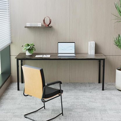 78.7 Inches Extra Long Desk,6.5ft Office Table with Flexible Configuration,Large Computer Table with Adjustable Footpads,Stable Structure,Office Desk for 2 Person (Grey)
