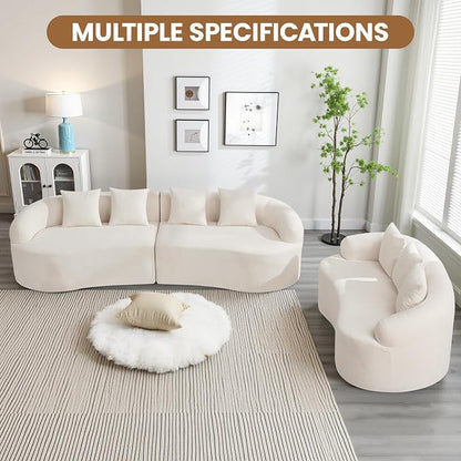 110" Boneless 4 Seater Sectional Sofa, Chenille Oversized Curved Cloud Couch, Modern 4-Seater Deep Seat Couches for Living Room, No Assembly, Beige