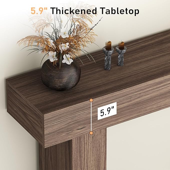 knoworld 63 Inch Long Console Table for Entryway, Farmhouse Wood Rectangular Sofa Table Behind Couch Table, Narrow Entryway Table for Living Room, Entrance, Hallway, Foyer, Easy Assembly (Brown)