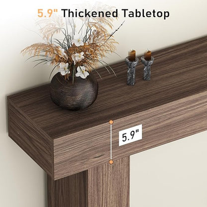 knoworld 63 Inch Long Console Table for Entryway, Farmhouse Wood Rectangular Sofa Table Behind Couch Table, Narrow Entryway Table for Living Room, Entrance, Hallway, Foyer, Easy Assembly (Brown)