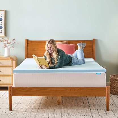Linenspa Memory Foam Mattress Topper, Small Twin Size - 2 Inch Gel Infused Memory Foam - Plush Feel - Cooling and Pressure Relieving - CertiPUR Certified