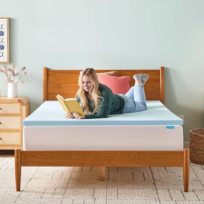Linenspa Memory Foam Mattress Topper, King Size - 2 Inch Gel Infused Memory Foam - Plush Feel - Cooling and Pressure Relieving - CertiPUR Certified
