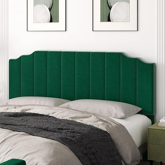 Befurtori King Size Headboard Only, Velvet Wall Mounted Headboard King for Adjustable Bed Modern Upholstered Head Board Easy Assembly, Jade Green