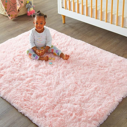 Ophanie Pink Area Rugs for Bedroom Girls, 6x9 Kids Fluffy Fuzzy Furry Shag Carpet, Plush Soft Cute Baby Shaggy Bedside Indoor Floor Rug for Teen Dorm Decor, Nursery with Over 99 pcs Pile fibers