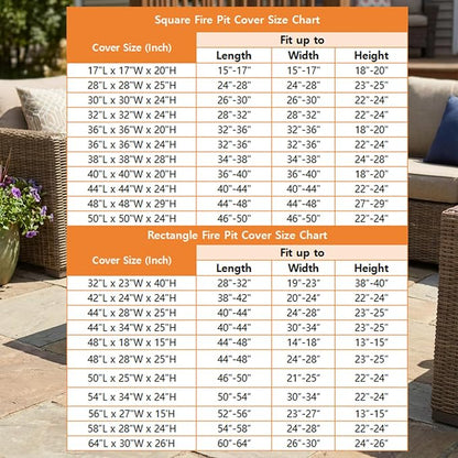 SheeChung Fire Pit Cover Rectangular 64"Lx30"Wx26"H,Waterproof Outdoor Dining Table Cover,Heavy Duty 600D Tear Resistant Outside Furniture Cover,Fits for Propane Gas Fireplace Outdoor Storage Box