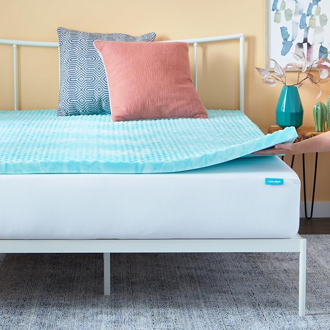 Linenspa 2 Inch Gel Memory Foam Mattress Topper – Egg Crate Style, Reversible for two feels – Promotes Airflow & Relieves Pressure Points – Twin XL