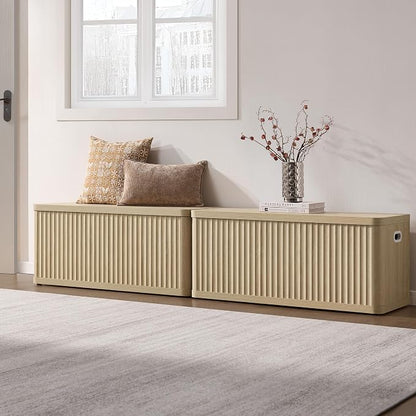 SICOTAS Storage Bench 80.4" Wide Shoe Bench with Lift Top Large Wooden Storage Chest Trunk Modern Blanket Chest with 4 Safety Hinges & Seating for Bedroom Entryway Living Room Hallway