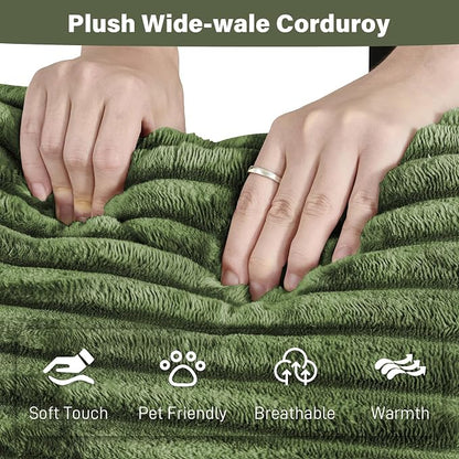 143" Oversized U Shaped Cloud Sectional Couches for Living Room, Comfy Fluffy Corduroy Green Boneless Couch, Large Modular Sectional Sofa Set with Chaise, Cup Holder, USB Port, Storage Console