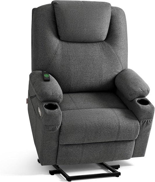 MCombo Power Lift Recliner Chair for Elderly R7042(Grey, Small-Wide) | Heat and Massage, USB& Type C Charging Port, FSC Certified