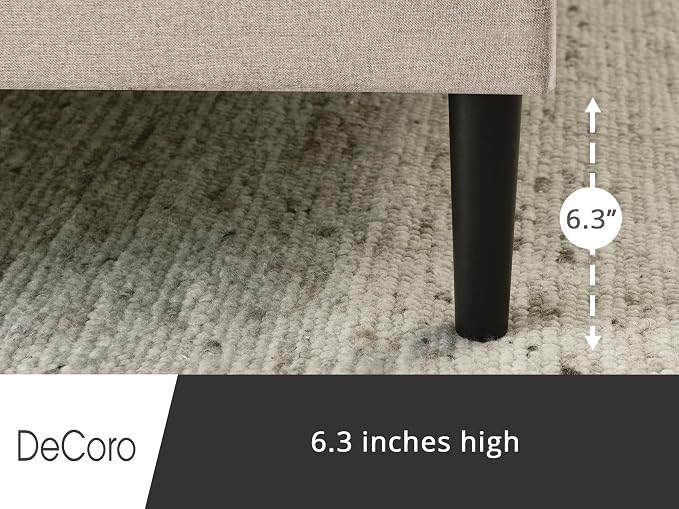 Decoro Mornington Upholstered 2.0 Platform Bed, Button-Tufted Fabric Headboard and Metal Frame with Wood Slat Support, Linen, King