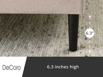Decoro Mornington Upholstered 2.0 Platform Bed, Button-Tufted Fabric Headboard and Metal Frame with Wood Slat Support, Linen, Queen