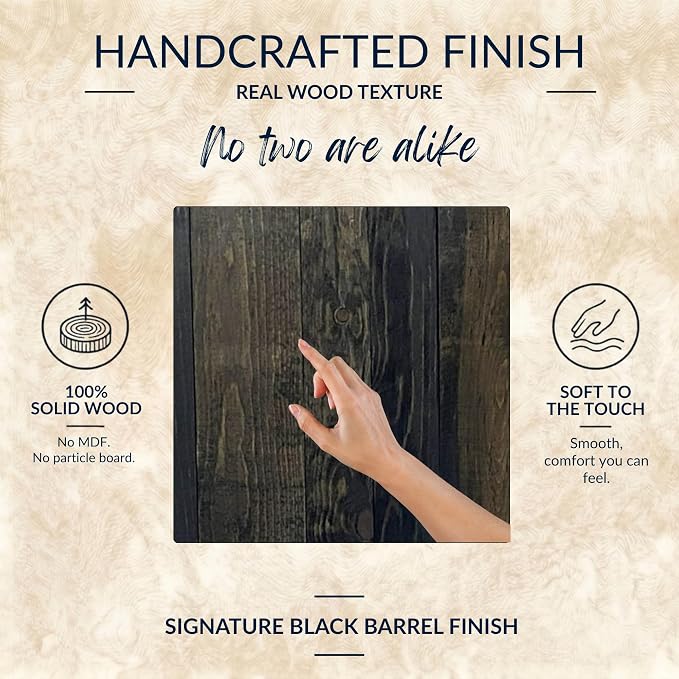 Barn Walls Queen Wood Headboard - Black Barrel Rustic Design - Wall Mounted Floating Headboard for Queen Bed - Handcrafted Solid Wood - Easy No-Drill Installation