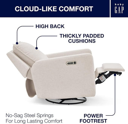 babyGap Harlowe Power Recliner with USB-A and Type-C Ports by Delta Children - Greenguard Gold Certified – Stain-Resistant Performance Fabric is Oeko-TEX Standard 100 Certified, Sand