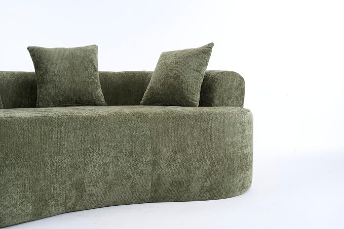 79" Curved Loveseat Sofa in a Box for Living Room, Modern Boneless Loveseat Couch Chenille Deep Seat Cloud Floor Couch with 3 Throw Pillows for Small Spaces, No Assembly Needed | Breathable material