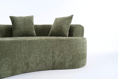 79" Curved Loveseat Sofa in a Box for Living Room, Modern Boneless Loveseat Couch Chenille Deep Seat Cloud Floor Couch with 3 Throw Pillows for Small Spaces, No Assembly Needed | Breathable material