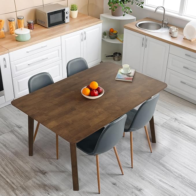 Acacia Verve 48" Solid Wood Dining Table for 4, Rectangular Acacia Wood Kitchen Table, Modern Farmhouse Style, Rustic Natural Finish, Dining Room Furniture, Seats 4 Comfortably, Walnut
