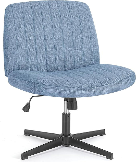 OLIXIS Criss Cross Legged Chairs Armless No Wheels Wide Seat Height Adjustable Swivel Padded Fabric Home Office Desk Seating for Bedroom, Student, Study Room