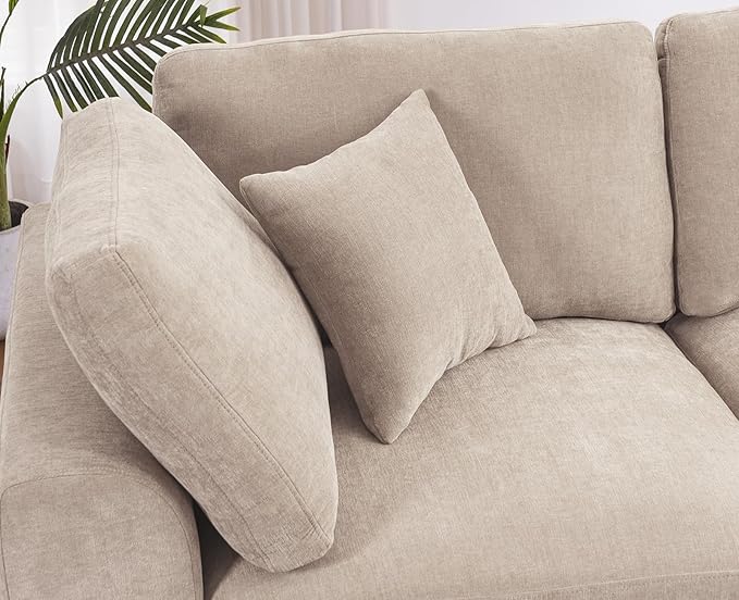 Oversized Modular Sectional Sofa Couch for Living Room, Light Camel | Large 7 Seater Corner Sofa | Modern U Shaped Sectional | with Ottoman | Spacious Space | Comfy Chenille | for Large Families