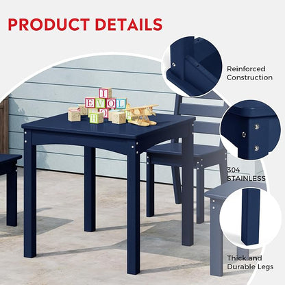 Costaelm Kids Outdoor 24" Dining Table, Navy Blue
