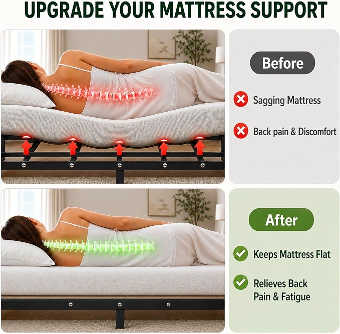 DFAN 76"×80" Bunkie Board King Size – Double Sided Non-Slip Breathable Bed Support, Anti-Sag King Bed Slats Support Under Mattress for Slatted Bed Frame Base, Metal Frames, Sofa Beds, Foldable Black