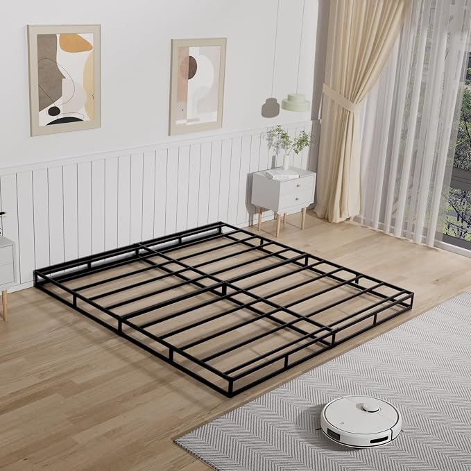 Tyndall King Box Spring, 5 Inch Box Springs King Size Bed Base, Heavy Duty Mattress Foundation with Fabric Cover, Easy Assembly, Quiet Noise Free, Non Slip, Black