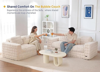 MAXYOYO 3-Seater Boneless Sofa Couch, Modern Bubbled Sofa for Living Room, Soft Bean Bag Chair High-Density Foam Couch with Pillows, No Assembly Required