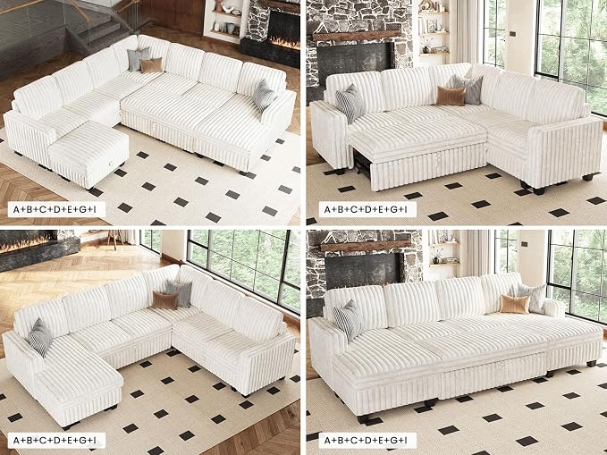 Belffin Modular Sectional Storage Chaise Module for Modular Sectional Sofa Left-Facing Chaise Beige Couch