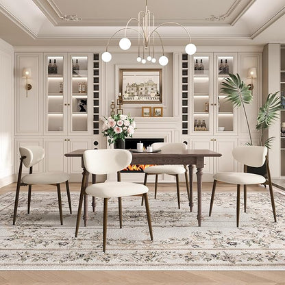 MALOL Dining Chairs Set of 4, Curved Back Kitchen Room Chairs with Metal Legs and Anti Slip Pads, Upholstered Dining Chair for Home and Restaurant, Beige