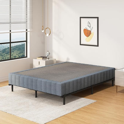 SHLAND Queen Box Spring 9 Inch High Profile Box Spring Queen Size Bed Base, Heavy Duty Metal Mattress Foundation with Fabric Cover,Easy Assembly
