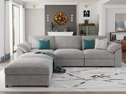 EASE MOOSE Sectional Modular Sofa,Modern Comfty U Shape Sectional Deep Seat Couch,Grey Modular Cloud Couch,Removable and Washable