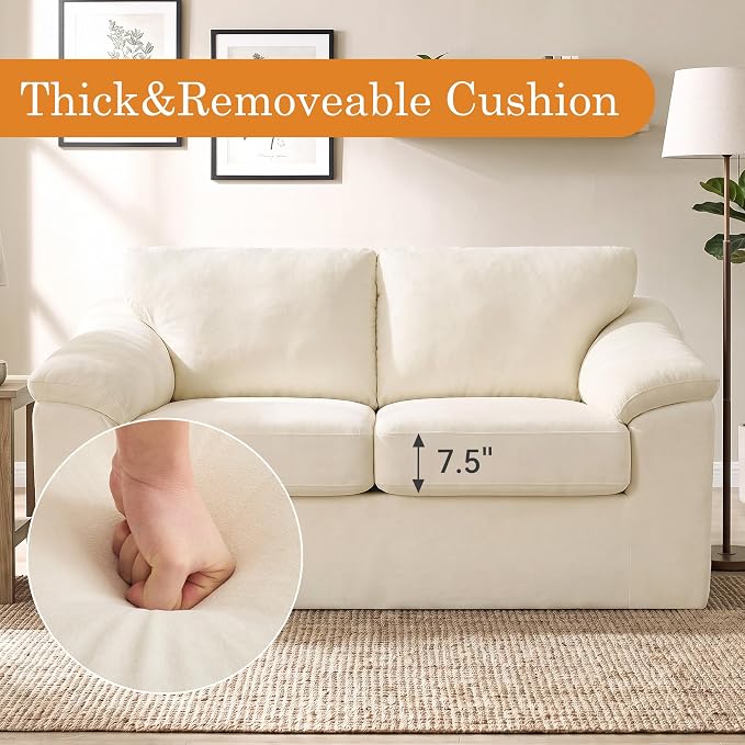 Boneless Couch Sets, Modern Loveseat Sofa with 2 Accent Sofa Chairs, Floor Cloud Couch Sets with Extra Comfy Soft Deep Seats for Living Room, Apartment, No Assemby, Set of 3, Beige