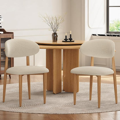 Dining Chairs Set of 2, Modern Fabric Upholstered Dining Room Chair MetalKitchen Chairs, Farmhouse Dinner Chair for Kitchen Dining Room, Beige