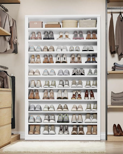 Hzuaneri Shoe Storage Cabinet, 10 Tiers Freestanding Shoe Cabinets, Wooden Shoes Rack with Cubby, 46-50 Pairs, Farmhouse Tall Shoes Cubby Organizer for Entryway, Living Room, White SR59803X