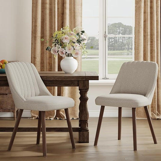 MALOL Upholstered Dining Chairs Set of 2, Modern Fabric Kitchen Chairs with Back, Wood Legs for Kitchen Dining Room Restaurant, Camel