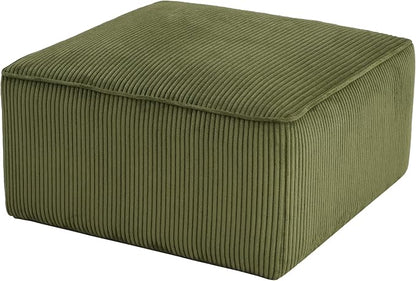 Christopher Knight Home Kyle Corduroy Woven Upholstery Square Ottoman, Living Room Sofa Ottoman with Wood Frame, Comfy Seating Experience with Dense Foam Padding, Non-Marking Foot Caps, Olive Green