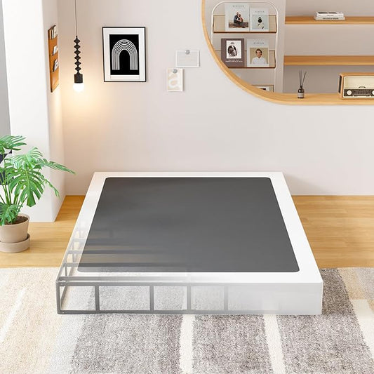 EMODA 9 Inch Full Size Box Spring Bed Base, 3000 LBS Heavy Duty Metal Mattress Foundation with Fabric Cover, Easy Assembly, Black