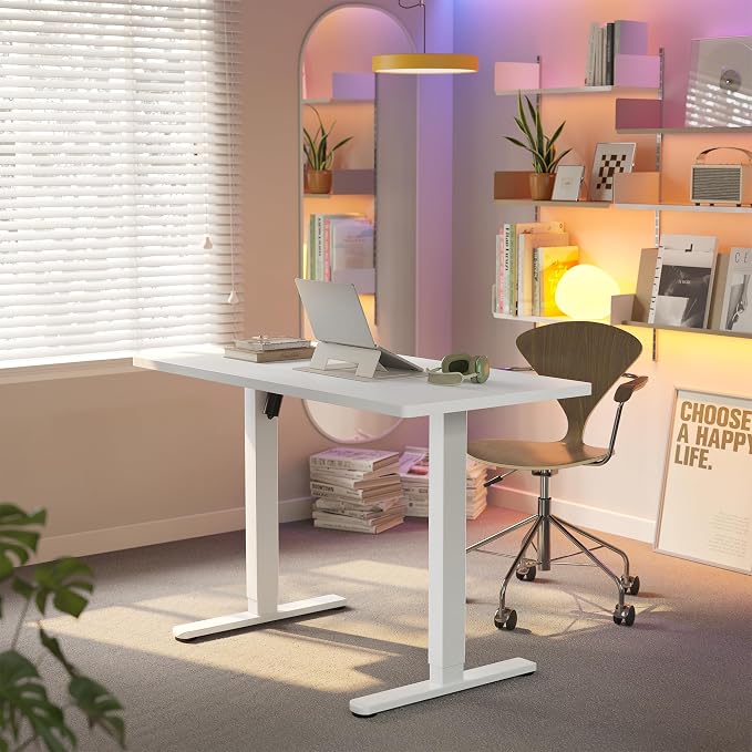 HUANUO Electric Standing Desk,40" x 24" Height Adjustable Desk, 4 Memory Height Settings, Sit to Stand Up Desk for Home Office, with Headphone Hook, Cable Manager, White