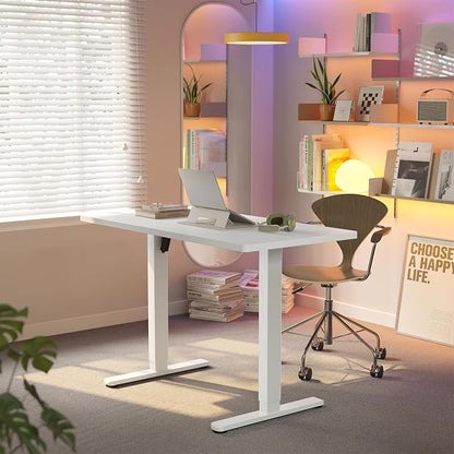 HUANUO Electric Standing Desk,40" x 24" Height Adjustable Desk, 4 Memory Height Settings, Sit to Stand Up Desk for Home Office, with Headphone Hook, Cable Manager, White