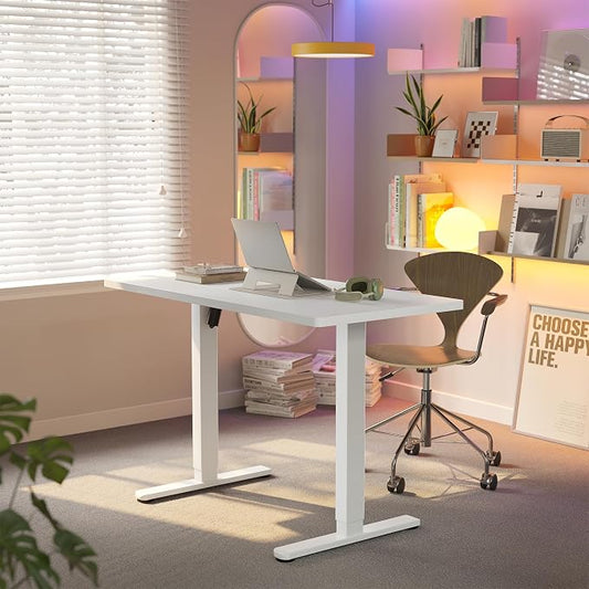 HUANUO Electric Standing Desk,40" x 24" Height Adjustable Desk, 4 Memory Height Settings, Sit to Stand Up Desk for Home Office, with Headphone Hook, Cable Manager, White
