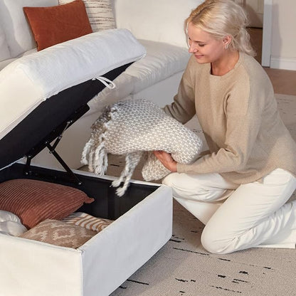Cloud Couch Sectional 146.5'' Oversized Modular Deep Seat Sofa L Shaped Comfy White Cloud Couch with Washable Cover for Living Room 4 Seater with 1 Ottoman