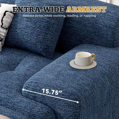 158" Modern U Shaped Modular Sectional Sofa, Boneless Couches for Living Room with Ottoman,6 Seater Convertible Chenille Cloud Couch Sofa Set, No Assembly Required, Blue 1 PCS