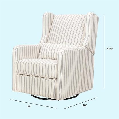 Carter's by Davinci Arlo Recliner and Swivel Glider in Performance Charcoal Double Stripe Linen, Water Repellent, Greenguard Gold & CertiPUR-US Certified Charcoal Double Stripe
