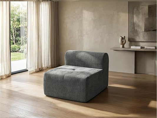 37" Oversized Boneless Couch, Comfort Cloud Sectional Couches for Living Room, Modular Sofa High Back & Extra Deep Seat, No Assembly, Soft Chenille Fabric (Dark Grey, 37 inch-Single Seat)