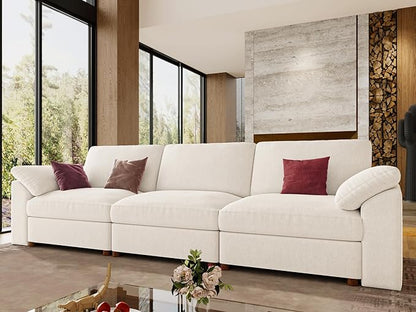 EASE MOOSE Modern 3 Seat Sectional Modular Sofa,Comfty Deep Seat Couch for Living Room,Solid Wood Frame Sofa, Removable Cover