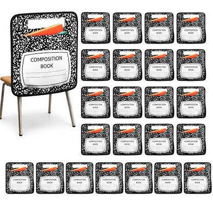 24Pcs Classroom Chair Bag Organizer, 17 * 19 Inch Chair Back Storage Bag Hanging Bag Seat Sacks with Name Tag Multi Pocket Teacher Supplies Suitable for Primary Schools Kindergartens Classrooms