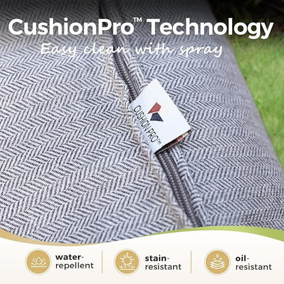 MIXPATIO Patio Couch Metal 3-Seat Outdoor Sofa Deep Seating Outdoor Furniture Grey Cushion for Front Porch, Deck, Balcony, Backyard, Sunroom