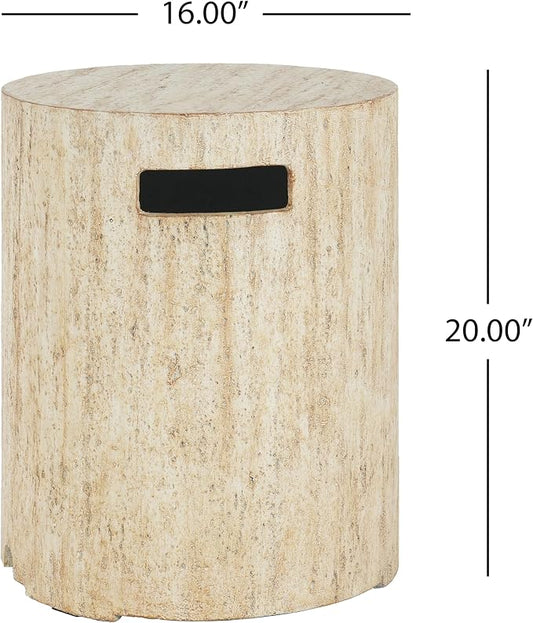 Merax 16x20 inches MGO Propane Tank Holder, Lightweight Concrete Side Table with Travertine Style, Multi-Functional Outdoor Side Table for Patio, No Assembly Required, Beige