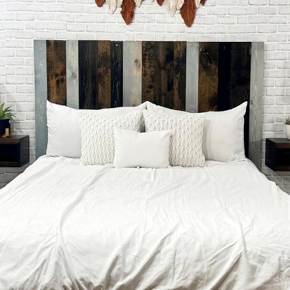 Barn Walls King Headboard - All Terrain Mix Multi-Tonal Solid Wood Panels | Wall Mount, Adjustable Height, Made in America