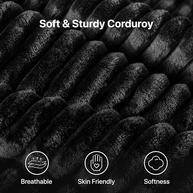 Claiks 104" Boneless Couch, Cloud Couch Sectional, L-Shape Corduroy Modular Sectional Sofa Deep Seat, Upholstered Couches for Living Room, No Assembly Required, Black
